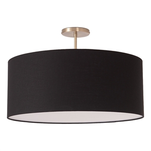 Stretch Semi-Flush Mount - Weathered Brass Steel Base Black Linen Shade Dimmable