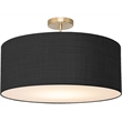 Stretch Semi-Flush Mount - Weathered Brass Steel Base Black Linen Shade Dimmable