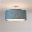 Stretch Semi-Flush Mount - Weathered Brass Steel Base Pool Blue Linen Shade Dimmable