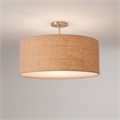 Stretch Semi-Flush Mount - Weathered Brass Steel Base Burlap Shade Dimmable