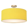 Stretch Semi-Flush Mount - Weathered Brass Steel Mustard Linen Shade Dimmable
