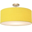 Stretch Semi-Flush Mount - Weathered Brass Steel Mustard Linen Shade Dimmable
