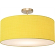 Stretch Semi-Flush Mount - Weathered Brass Steel Mustard Linen Shade Dimmable
