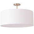 Stretch Semi Flush Mount White Linen Drum Shade Weathered Brass