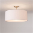 Stretch Semi Flush Mount White Linen Drum Shade Weathered Brass