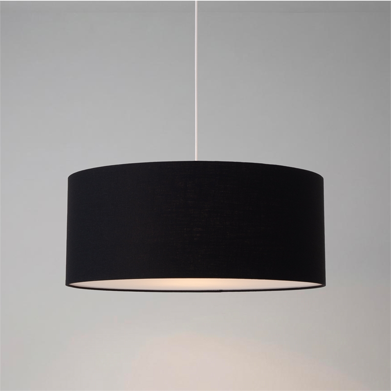 Stretch Pendant - Black Steel Black Linen Shade Dimmable Bulb Included