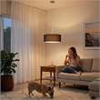 Stretch Pendant - Black Steel Black Linen Shade Dimmable Bulb Included