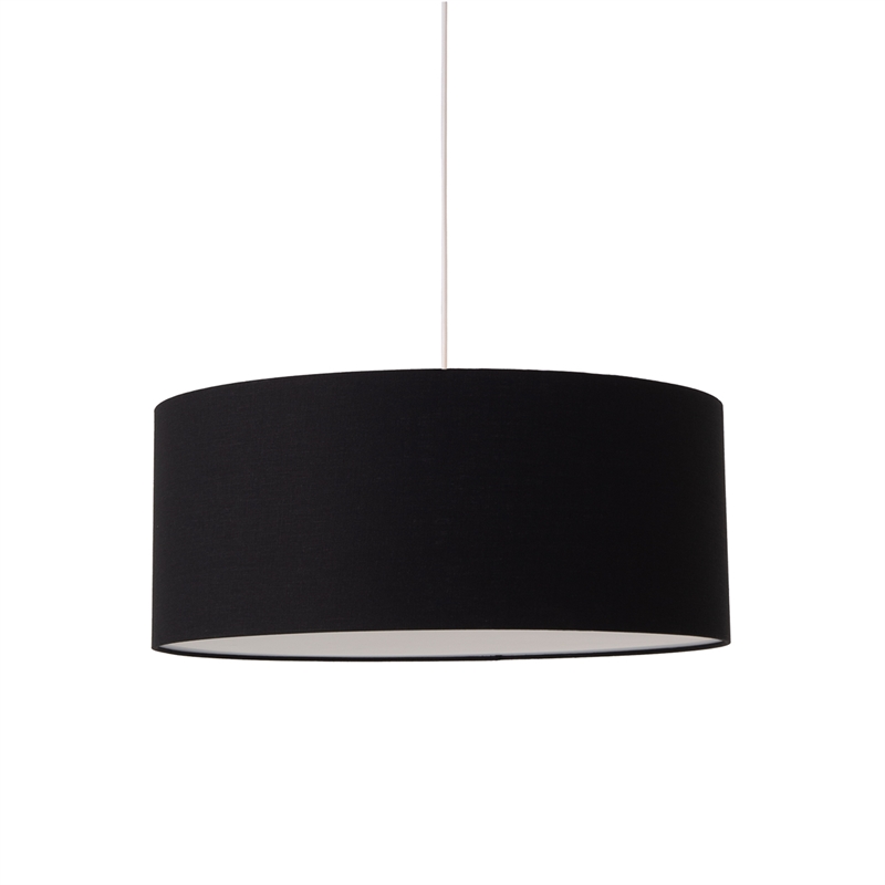Stretch Pendant - Black Steel Black Linen Shade Dimmable Bulb Included