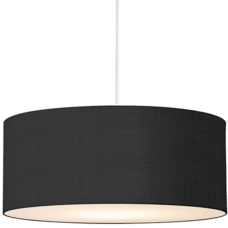 Stretch Pendant - Black Steel Black Linen Shade Dimmable Bulb Included