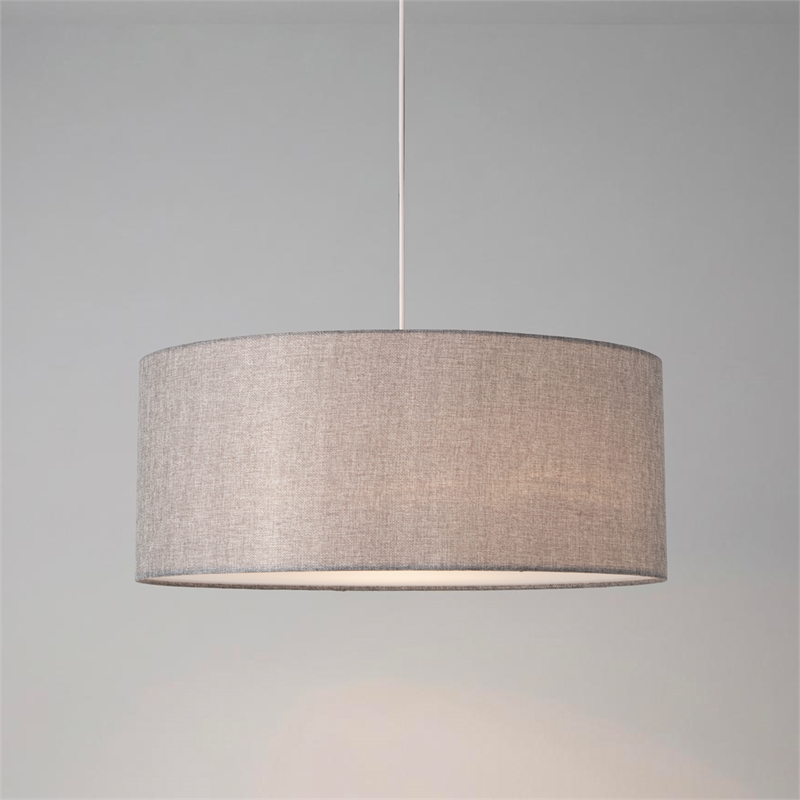 Stretch Pendant - Satin Nickel Cashmere Gray Linen Shade Dimmable Bulb Included