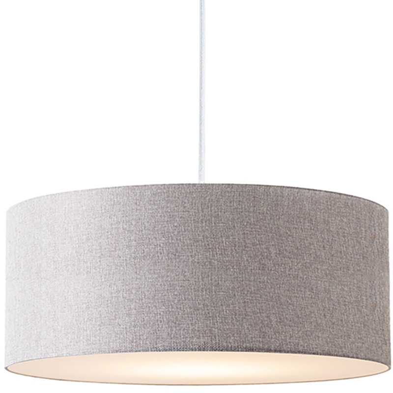 Stretch Pendant - Satin Nickel Cashmere Gray Linen Shade Dimmable Bulb Included