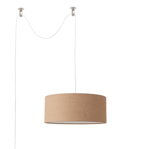 Stretch Swag Lamp Burlap Shade Satin Nickel