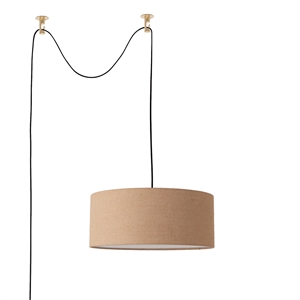 Stretch Swag Lamp Burlap Shade Weathered Brass