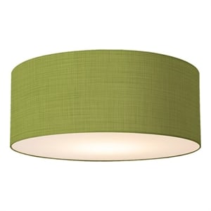Stretch Flush Mount Avocado Linen Shade Satin Nickel