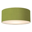Stretch Flush Mount Avocado Linen Drum Shade Satin Nickel