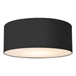 Stretch Flush Mount Black Linen Drum Shade Satin Nickel