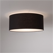 Stretch Flush Mount Black Linen Drum Shade Satin Nickel