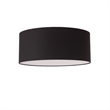 Stretch Flush Mount Black Linen Drum Shade Satin Nickel