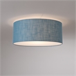 Stretch Flush Mount  Pool Blue Linen Drum Shade Satin Nickel