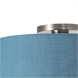 Stretch Flush Mount  Pool Blue Linen Drum Shade Satin Nickel
