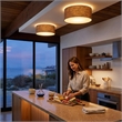 Stretch Flush Mount Burlap Shade Satin Nickel