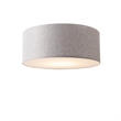 Stretch Flush Mount Cashmere Gray Linen Drum Shade Satin Nickel