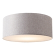 Stretch Flush Mount Cashmere Gray Linen Drum Shade Satin Nickel