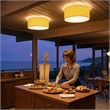 Stretch Flush Mount Mustard Linen Drum Shade Satin Nickel