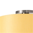 Stretch Flush Mount Mustard Linen Drum Shade Satin Nickel