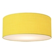 Stretch Flush Mount Mustard Linen Drum Shade Satin Nickel