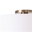 Stretch Flush Mount White Linen Shade Weathered Brass