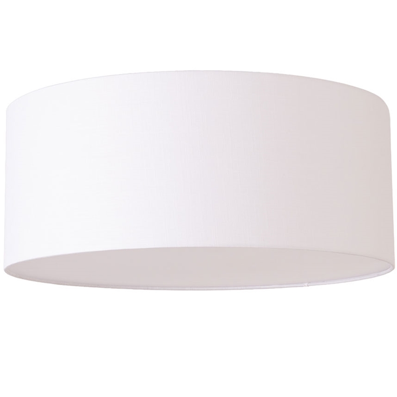 Stretch Flush Mount White Linen Shade Weathered Brass