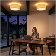Stretch Flush Mount White Linen Shade Weathered Brass