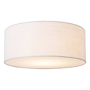 Stretch Flush Mount White Linen Shade Weathered Brass