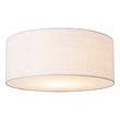 Stretch Flush Mount White Linen Shade Weathered Brass