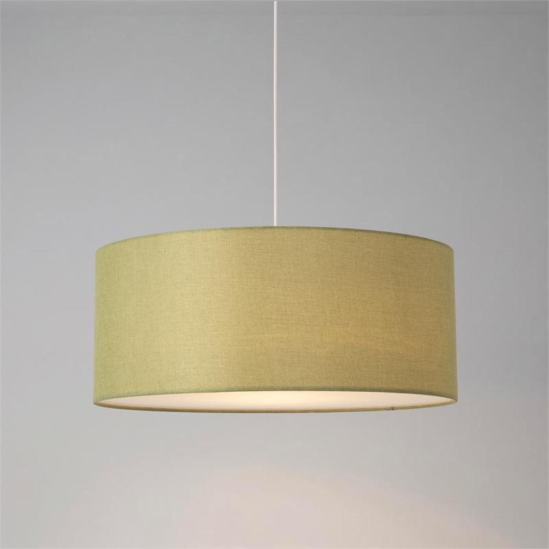 Stretch Pendant - Satin Nickel Avocado Linen Shade Dimmable Bulb Included