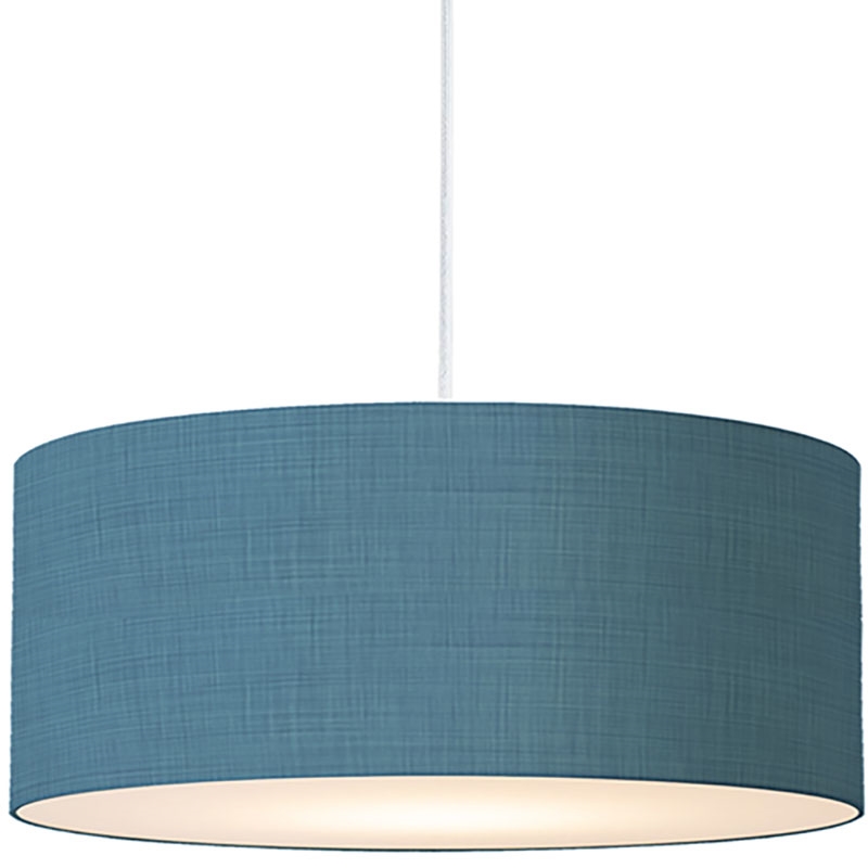 Stretch Pendant - Satin Nickel Pool Blue Linen Shade Dimmable Bulb Included