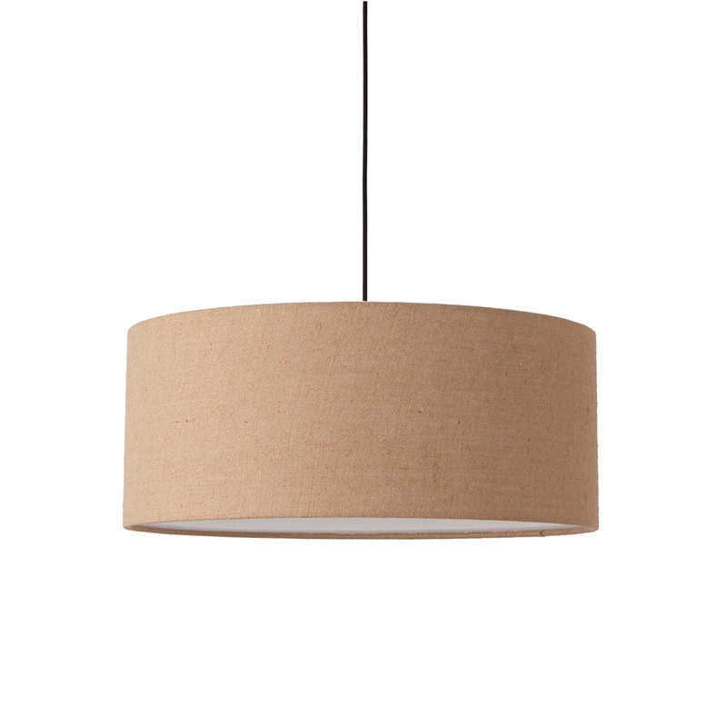 Stretch Pendant - Weathered Brass Burlap Shade Dimmable Bulb Included