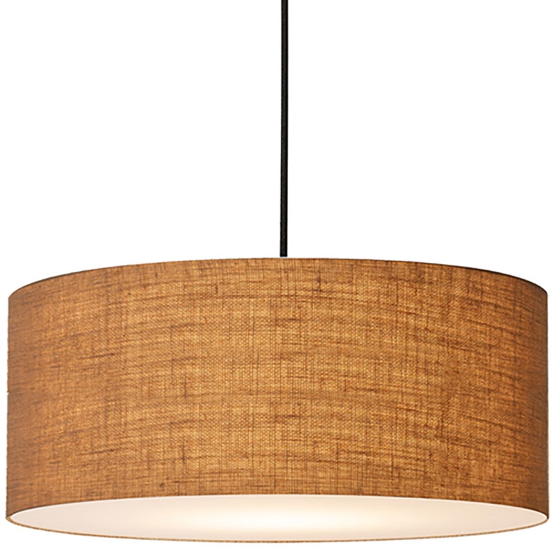 Stretch Pendant - Weathered Brass Burlap Shade Dimmable Bulb Included