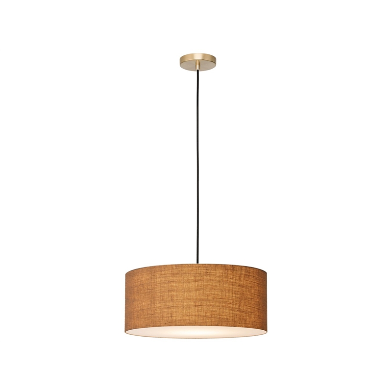 Stretch Pendant - Weathered Brass Burlap Shade Dimmable Bulb Included