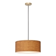 Stretch Pendant - Weathered Brass Burlap Shade Dimmable Bulb Included