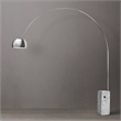 Iconic Arched LED Floor Lamp White Marble Block Base Satin Nickel