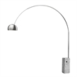 Iconic Arched LED Floor Lamp White Marble Block Base Satin Nickel