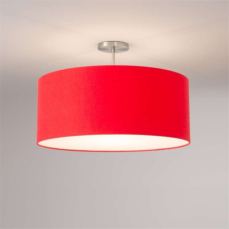 Stretch Semi Flush Mount Crimson Red  Satin Nickel