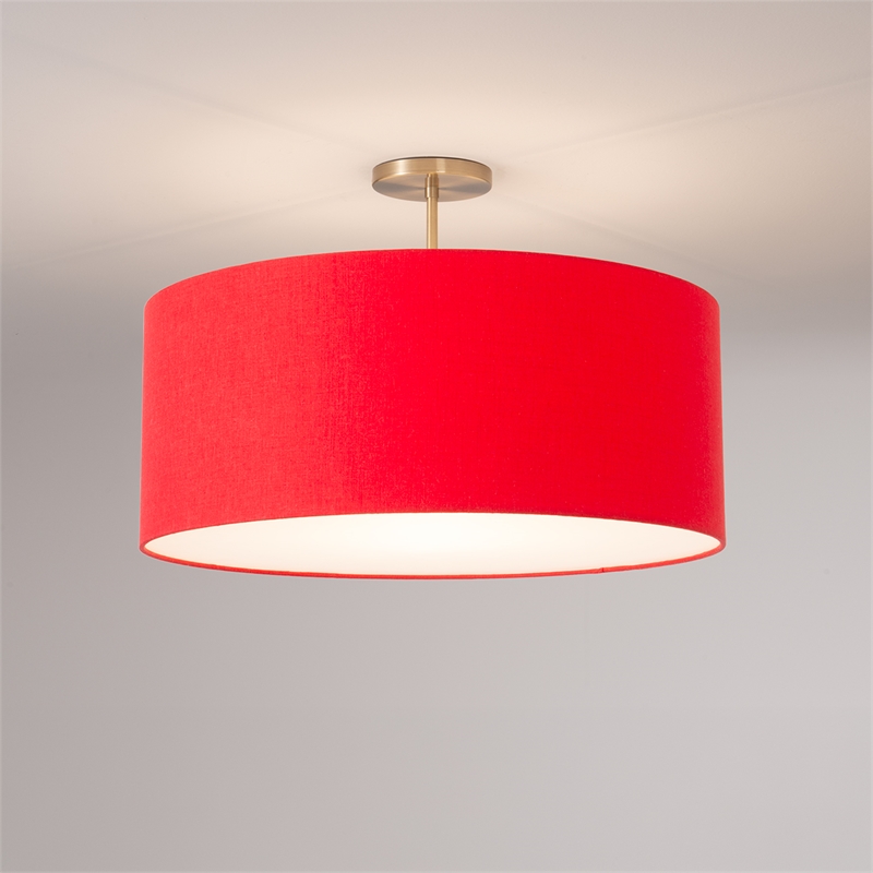 Stretch Semi Flush Mount Crimson Red  Weathered Brass