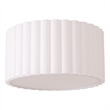 Scallop Flush Mount - Satin Nickel Drum White Linen Shade Modern Dimmable