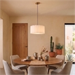 Scallop Semi-Flush Mount - Weathered Brass Steel White Linen Drum Shade