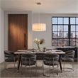 Scallop Pendant - Satin Nickel Steel Drum White Linen Shade