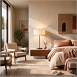 Slimline Table Lamp  Scallop Shade Satin Nickel Base