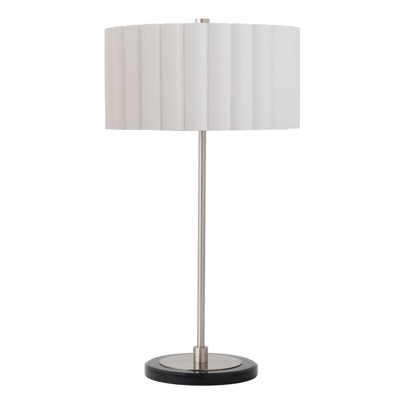 Slimline Table Lamp  Scallop Shade Satin Nickel Base